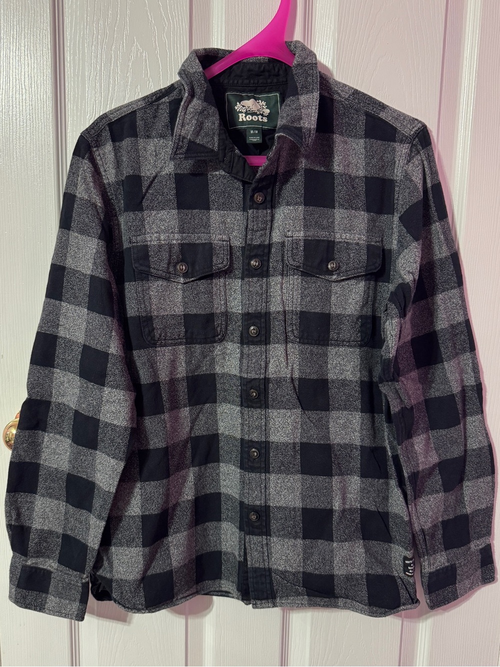 Roots Black & Gray Plaid Button-Up Shirt